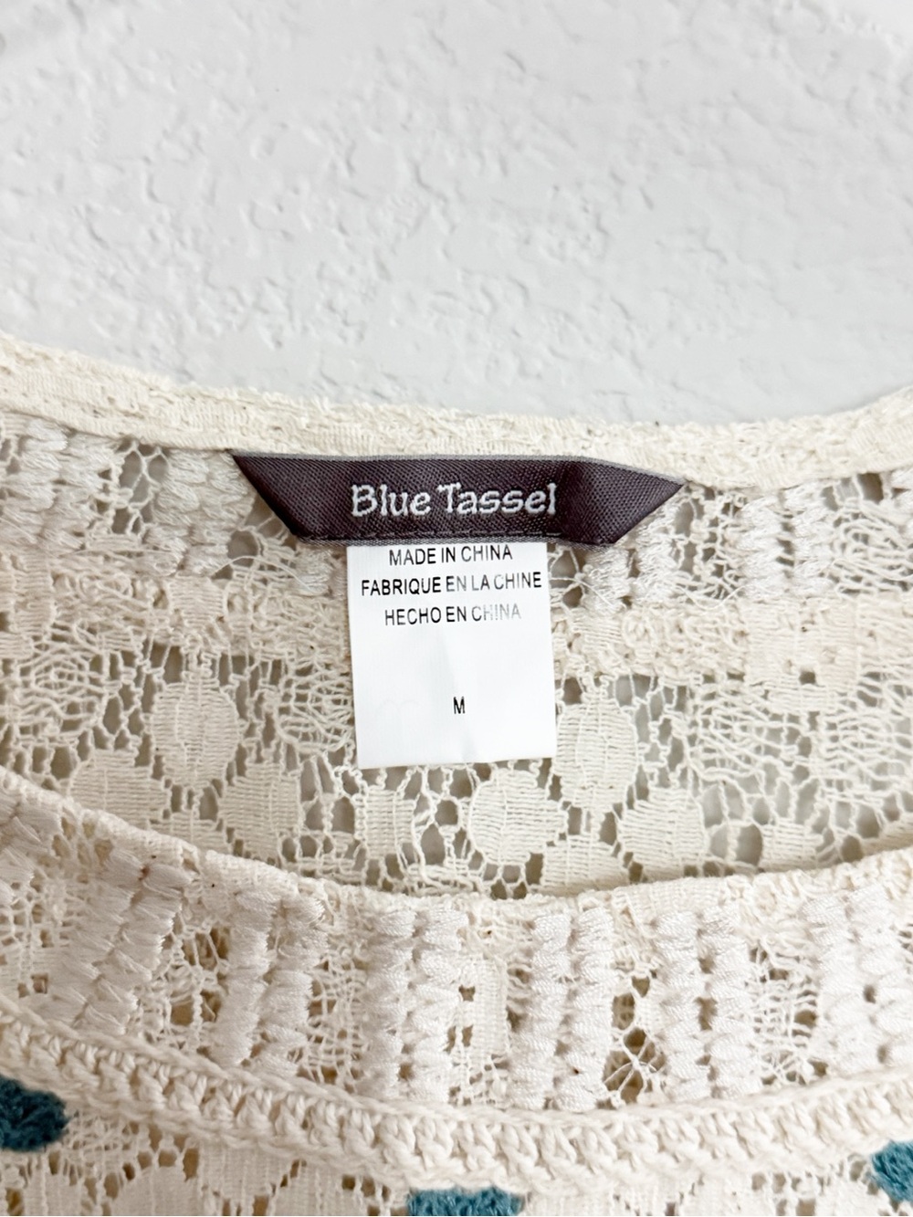 Anthropologie $98 Blue Tassel Tinetto Sweater in Ivory Pink and Blue Hearts NWOT - Picture 4 of 8